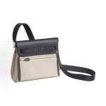 HERMES Herbag Zip 20 Silver buckle crossbody single-shoulder Bag 20 Unisex couple style beige Black